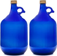 2 x 5L Premium blaue Flasche Wasserflasche Essig-Öl Weinballon Glasballon