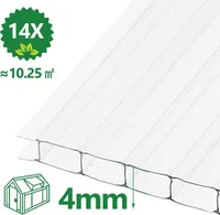VINGO 14x polykarbonátové dvojstenné dosky (60,5 x 121 cm) 4 mm | 10,25 m² pre skleník, náhradné dosky do záhradného skleníka
