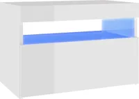 vidaXL Nachttisch mit LED-Leuchten Hochglanz-Weiß 60x35x40 cm