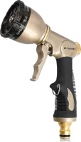 Navaris Hochdruck Gartenbrause Metall Schlauchspritze - 8 verschiedene Sprühbilder - tropfsicher - Garten Spritze Gartenschlauch Brause