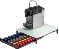 bremermann pojemnik na kapsułki do kawy 60x Nespresso, szuflada, metalowa i szklana płyta, uchwyt na kapsułki, dozownik kapsułek ok. 31 x 7 x 40,5 cm, białe szkło