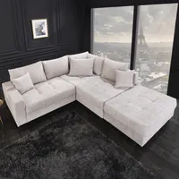 riess-ambiente Modernes Ecksofa KENT 220cm greige Bouclé inkl. Hocker und Kissen Wohnlandschaft Eckcouch Sofa Couch