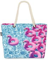 VOID Swimming Pool Flamingos Strandtasche Shopper 58x38x16cm 23L XXL Einkaufstasche Tasche Reisetasche Beach Bag