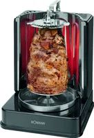 Bomann® Kebab vertikální multi gril | Multi gril ideální pro gyros, kebab a další | Gyros gril pro domácí grilování bez tuku | Gril na kebab včetně otočného rožně a 6 masových špízů | DVG 3006 CB