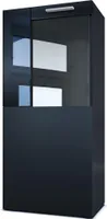 Vladon Stand-/Hänge Vitrine Movie, Schwarz matt/Schwarz Hochglanz - Moderne Glasvitrine - (BxHxT): 50,5 x 111 x 32,5 cm