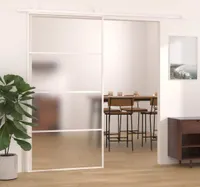 vidaXL Drzwi przesuwne ESG szkło i aluminium matowe 102,5x205 cm białe