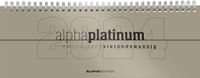 Tisch-Querkalender alpha platinum 2024 - Büro-Planer 29,7x10,5 cm - Tisch-Kalender - 1 Woche 2 Seiten - platin - Ringbindung - Alpha Edition