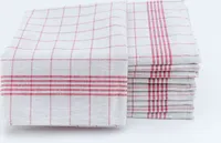 Geschirrtücher Halbleinen 10er Pack Rot/Weiß kariert 50x70 cm