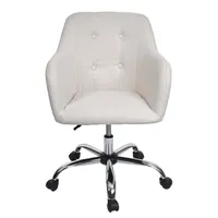 Bürostuhl HWC-K54, Drehstuhl Schreibtischstuhl Lehnstuhl Stuhl, Stoff/Textil mit Armlehne  creme