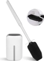 Silikon-Toilettenbürste mit Behälter für Badezimmer, Toilettenbürste mit Kantenreiniger, Silikonkopf-Toilettenbürste und Halter, Wandmontage