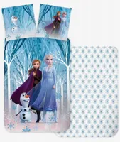 BrandMac Posteľná bielizeň Ice Queen Forest, 100 % bavlna a obojstranná, obliečka na prikrývku 100 x 135 cm + obliečka na vankúš 40 x 60 cm, s Olafom, ELSA a Annou, pre malé postele