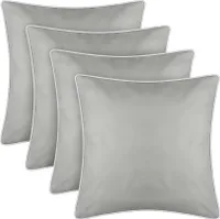 Outdoor Kissen mit Paspel 4er Pack ( 45 x 45 cm ) Beige - Dekokissen Garten Reißverschluss - Schmutz- und Wasserabweisend - abnehmbarer Bezug