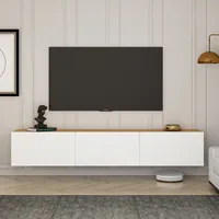 Skye Decor, West - White, Atlantic Pine, Fernsehtisch, Weiß, 100 % MELAMINBESCHICHTETE SPANPLATTEN, 150 x 32 x 30 cm