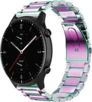 Strap-it Stahlarmband - Kompatibel mit Amazfit GTR 2 Armband Ersatzarmband Edelstahl - Gliederarmband mit Faltschließe - Hochwertiges Material - für Smartwatch 22mm Armband Bunt