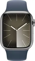 Apple Watch 9 Cell 41mm Sil. Edelst. Blau Sportarmb. M/L