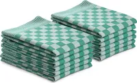 DoubleDry 12er Set Geschirrtücher Baumwolle in 50x70 cm - Grün Kariert - Baumwolle -   - Hochwertige Geschirrhandtücher