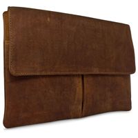 ROYALZ Ledertasche für Apple MacBook Air 11 Tasche Notebook (11,6 Zoll) Schutztasche Lederhülle Retro Vintage Look Leder, Farbe:Lava Braun