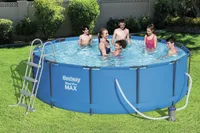 Steel Pro Max™ Frame Pool Komplett-Set, rund, mit Filterpumpe & Sicherheitsleiter 366 x 100 cm, Schwimmbecken, Schwimmen, Pools