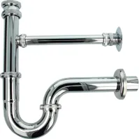 tecuro Röhrengeruchsverschluss mit Leckwasseranschluss - Messing verchromt