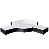 vidaXL 6-tlg. Garten-Lounge-Set mit Auflagen Poly Rattan Schwarz