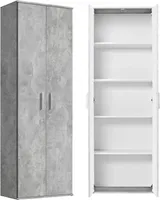 mokebo® Mehrzweckschrank 60cm Breite 'Der Lange', Aktenschrank, Büroschrank oder Schuhschrank in 60x180x34 cm (B/H/T), auch als Vorratsschrank oder Schrank aus Holz in Betonoptik, Grau