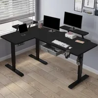 Hilodesk Elektryczne biurko stojące 160x120cm L-form regulowana wysokość, biurko czarny
