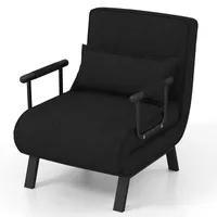 rozkładana sofa 4 w 1 z 6-stopniową regulacją oparcia, rozkładana sofa z funkcją spania, rozkładany fotel ze zdejmowaną poduszką i podłokietnikami, obciążenie do 150 kg, łóżko gościnne do salonu (czarny)