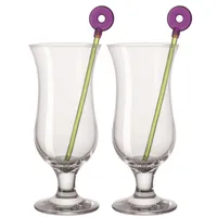 LEONARDO Cocktailgläser-Set Hurricane Bar 4teilig mit 2 Cocktailpickern