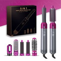 Haarstyler 5 in 1, Rundbürstenföhn Warmluftbürste,Haarstyler mit Automatischer Lockenstab,Glättbürste, Glätten