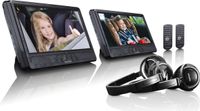 Lenco DVD-Player mit 2 Bildschirmen DVP-1045 25,5 cm (10 Zoll), 2x Kopfhörer, USB, SD/MMC, Farbe: Schwarz