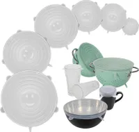6er Set Universal Silikondeckel rund - 6,5 cm bis 20,5 cm - Dehnbare Frischhalte Deckel Stretch Abdeckung wiederverwendbar