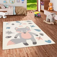 Kinderteppich Trendline Pastell Fuchs Beige Rosa, Größe:80x150 cm