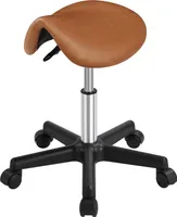 Bürohocker Sattelhocker Rollhocker Drehhocker Praxishocker Arbeitshocker Mit Höhenverstellbaren 5 Rollen Braun – Braun