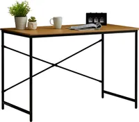 Schreibtisch IZEDA im Industrial Stil aus Metall in schwarz und MDF Wildeiche, Tisch im minimalistischen Vintage Look