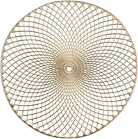 Goldfarbene Platzmatte, Tischuntersetzer für Geschirr, Dm. 38 cm, Spitzenmuster, Kunststoff, Farbe:golden