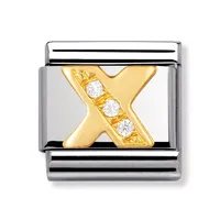 Nomination 030301/24 Charm Classic Buchstabe X Zirkonia Gold