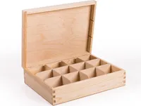 Teebox aus natürlichem Kiefernholz - Teekiste mit 12 Fächer und Deckel - Teebox - Teekasten - HolzBox - Unbehandelt - Tee-Organizer