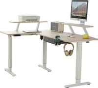 Hilodesk L-Schreibtisch Elektrisch Höhenverstellbar Eckschreibtisch L Förmiger Bürotische Stehpult mit Monitorständer und Schublade 160cm, Beige