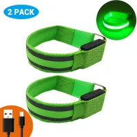 2er Set leuchtende LED-Armbänder - USB wiederaufladbar, reflektierend für Laufen, Radfahren und Nachtaktivitäten