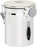 Kaffeedosen, luftdichter Vorratsbehälter für Kaffeebohnen, Edelstahl-Lebensmittelbehälter für die Küche mit Schaufel, Datumsanzeige und CO2-Ventil, 1800 ml