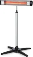 Blumfeldt Dark Wave Infrarotstrahler, Heizstrahler Terrasse, MinimalGlare: Goldbeschichtete Carbonröhre, Standheizstrahler mit 9 Heizstufen, Timer, IP65, Deckenheizstrahler mit 2500 W, silber