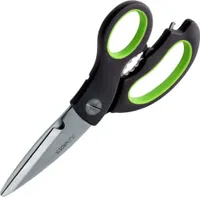 Fackelmann NIROSTA Superschere + Öffner PRAKTIKA, Allzweckschere, Haushaltsschere mit Flaschenöffner (Farbe: Grün/Grau)