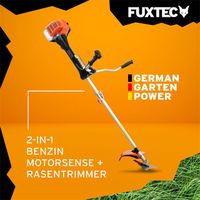 FUXTEC Benzin Motorsense | Rasentrimmer 3,5 PS | 2-Takt Freischneider | 9-Zahn | 62ccm | 320 mm | 9-Zahn | Faden + Messer | FX-MS162