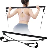 Pilates bar, Pilates bar set s odporovými pásy Home Gym Workout Fitness Black - TONEBAR
