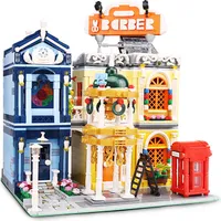 2267 PCS Bausteine für Kinder Straßenbildarchitektur Serie Barbershop Modell Beleuchtete Version Spielzeug Mould King-16031