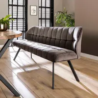 Esszimmer Sitzbank 190 cm Samt Anthrazit / Schwarz