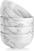 MALACASA Sada misek, běžná řada, 4 tlg 1250 ml Mramorové porcelánové misky Miska na rýži Miska na polévku Miska na cereálie