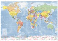 GeoMetro Weltkarte, Großformat mit beidseitiger Laminierung, beschreibbar/abwischbar, 140 x 100 cm, aktuelle Neuauflage, deutsche Version