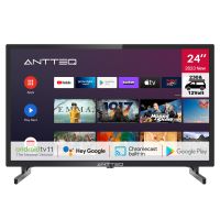 Antteq AG24N1C 24 Zoll (61cm) Android Smart TV mit 12V Autoadapter, Google Assistant, Chromecast, Netflix, Prime Video, Google Play Store für DAZN, Disney+, Wi-Fi, Triple Tuner
