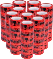 72 Rollen Paketklebeband Standard PP Vorsicht Glas 50 mm x 66 m Packband
